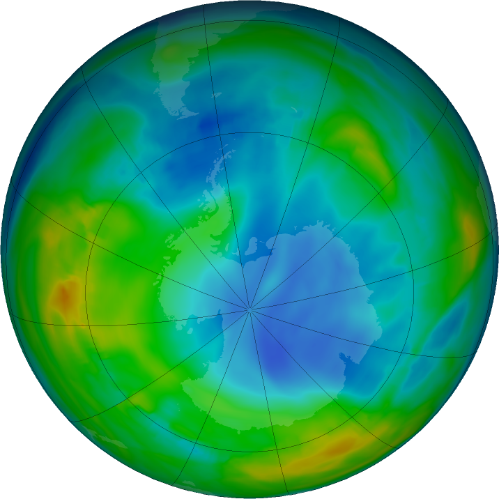 Antarctic ozone map for 03 June 2018